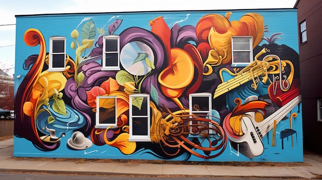 Mural con temática musical en la ciudad.