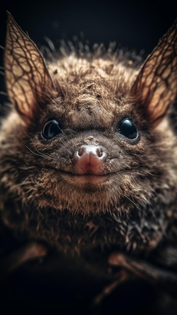 Un murciélago con una sonrisa en su rostro.