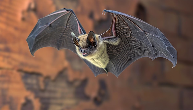 Foto el murciélago volador cazando moscas en el bosque el morcego gris de orejas largas plecotus austriacus