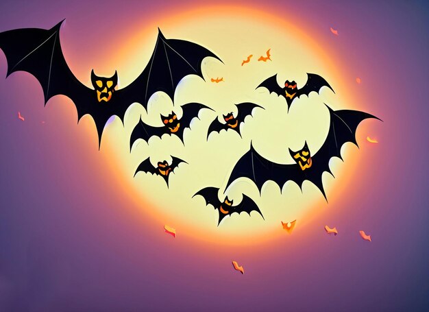 Murciélagos de Halloween en el fondo del cielo