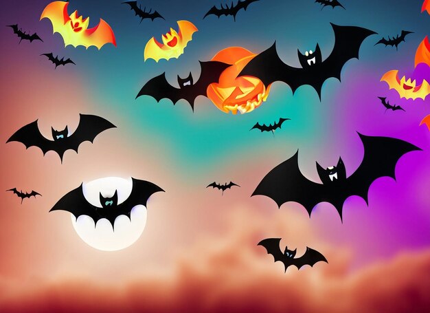 Murciélagos de Halloween en el fondo del cielo