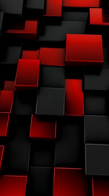 Muro 3D abstracto en color negro y rojo generado por Ai
