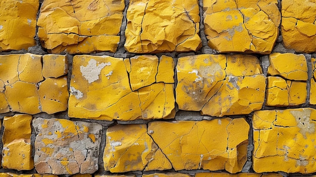 Foto el muro amarillo es áspero el muro de ladrillo está hecho de ladrillos el muro de piedra naranja está hecho de piedra astillada