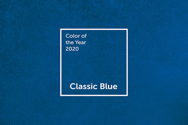 Muro de concreto azul clássico. cor do ano 2020. paleta de tendências de cores.