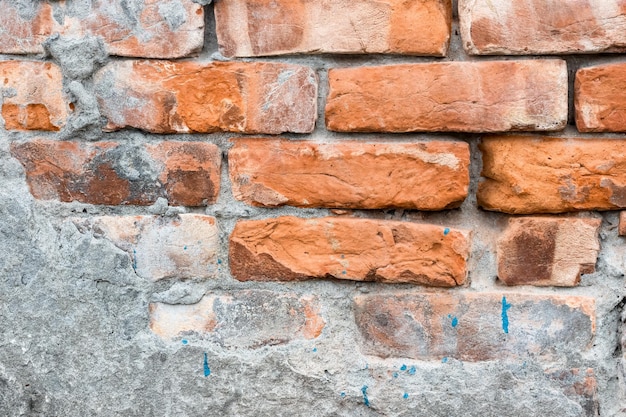 Muro de concreto estrutural de tijolos quebrados envelhecidos para fundo