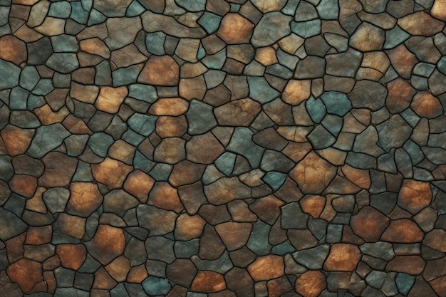un muro hecho de piedra y piedra con un patrón de diferentes colores y formas.