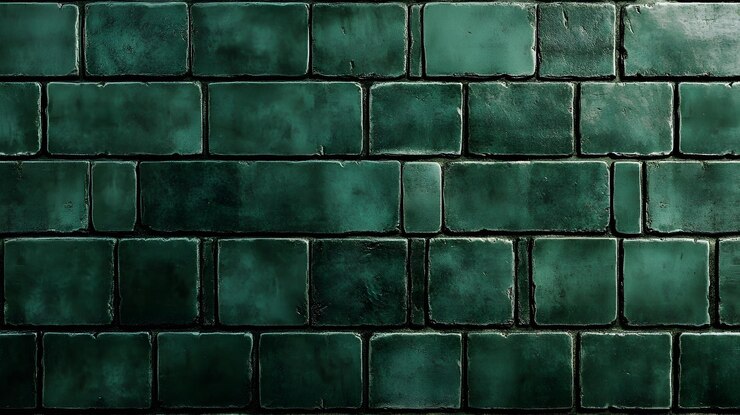 Un muro de ladrillo verde oscuro
