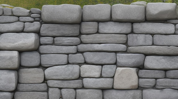 Muro de piedra artesanal atemporal construido con detalle de fondo gris