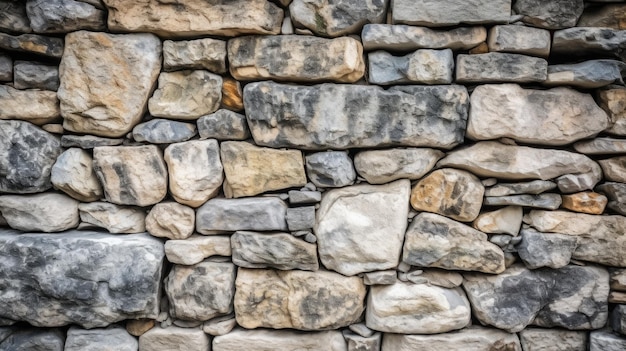 Un muro de piedra con un gran muro de piedra al fondo