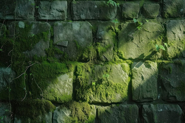 Foto muro de piedra con musgo