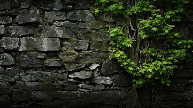 Muro de piedra oscura y misteriosa