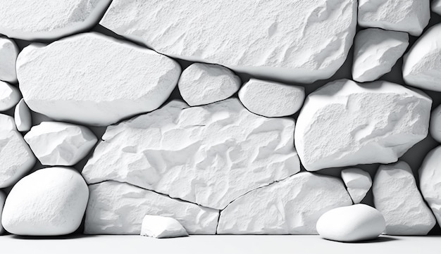 Un muro de piedras blancas