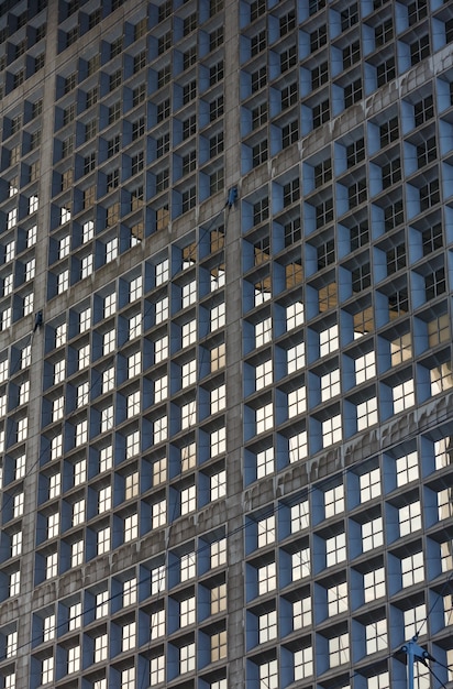 Muro de rascacielos con gran cantidad de ventanas.