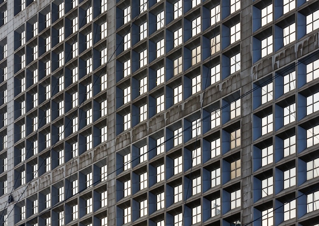 Muro de rascacielos con gran cantidad de ventanas.