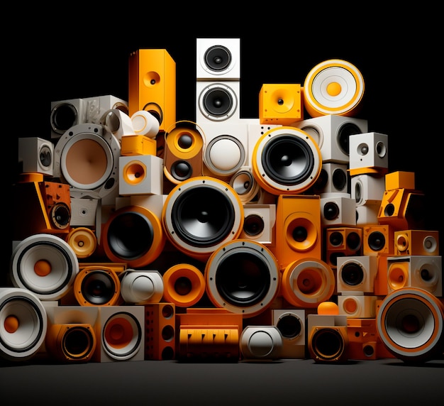 Foto muro de sonido con grandes parlantes