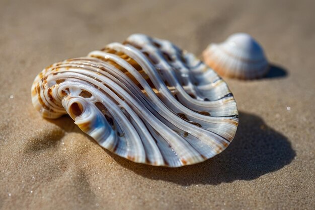 Muschel am Strand mit Perlen