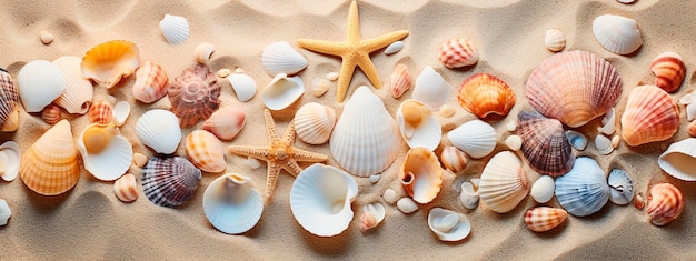 Muscheln auf dem Sand an der Küste Selektive Fokussierung