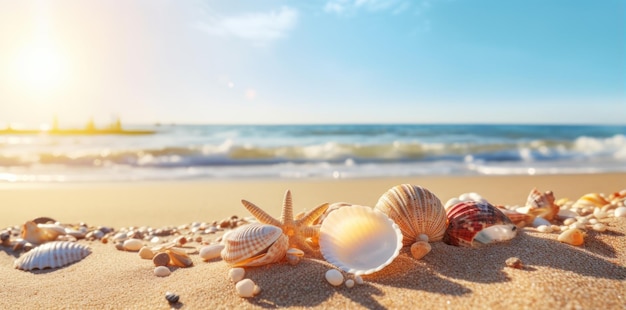 Muscheln und Felsen am Strand