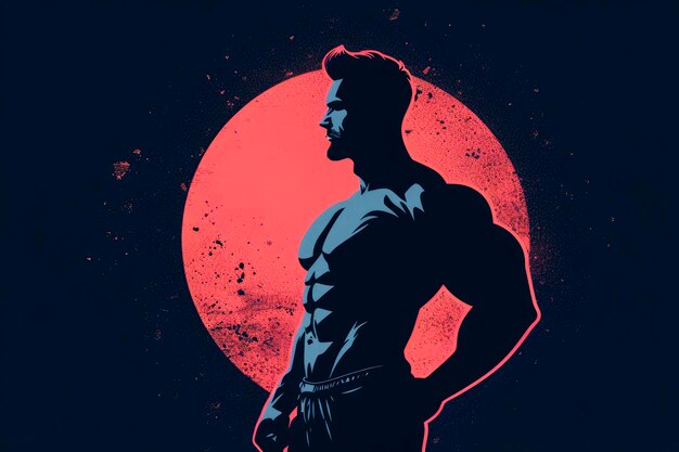 Muscle Bodybuilder Homem Desenho de Logotipo