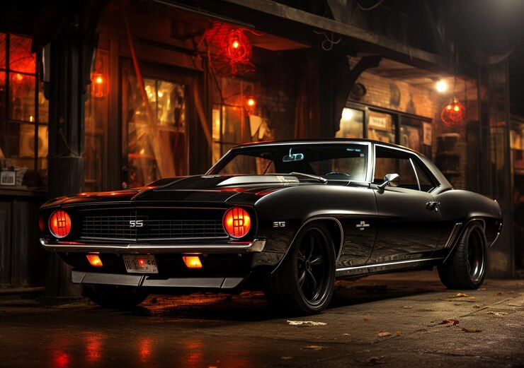 Foto muscle car noir e afinação preta