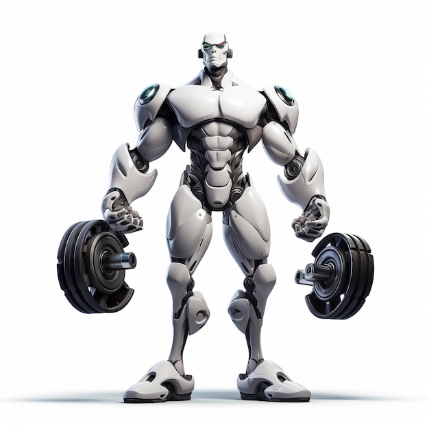 Foto musclebound mentor, der backgroundfree-fitness-trainerroboter