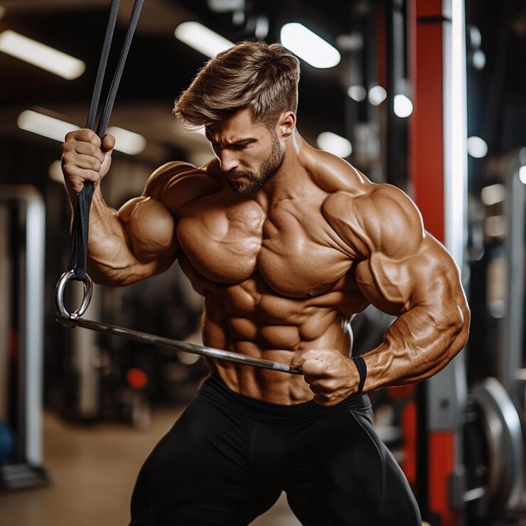 Muscular culturista hombres guapos haciendo ejercicio en el gimnasio