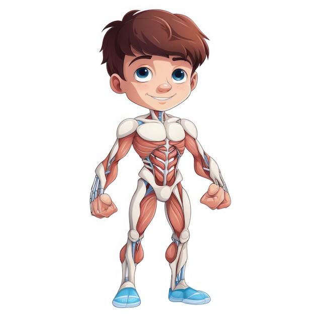 Foto músculos de dibujos animados lindos 101 una exploración detallada y lúdica de la musculatura humana en un kidfrien