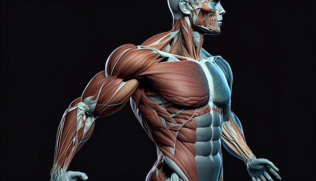 Foto músculos del pecho músculos pectorales mayores y menores anatomía músculos ai generativa anatomía muscular masculina