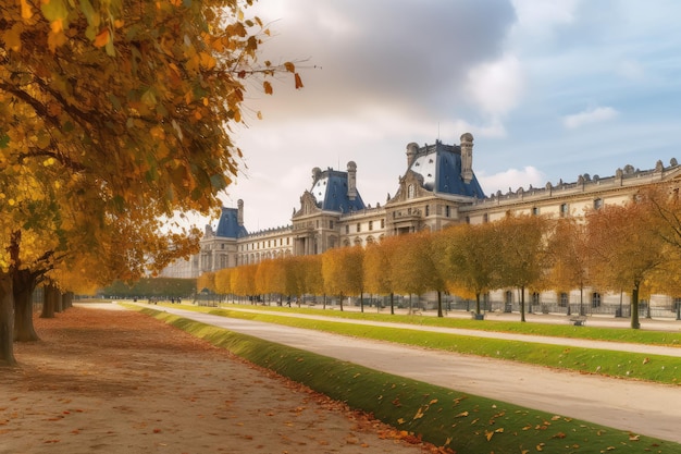Museu do Louvre e Jardim das Tulherias gerados por IA