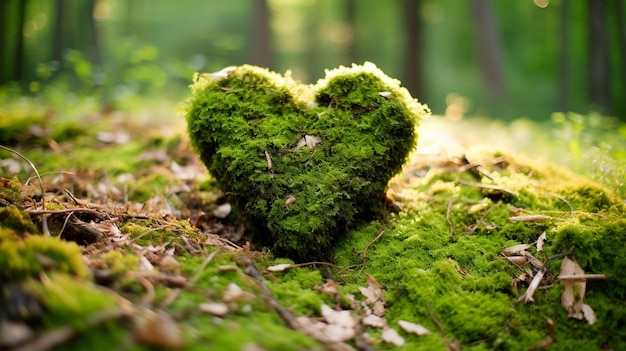 musgo en un árbol en forma de corazón