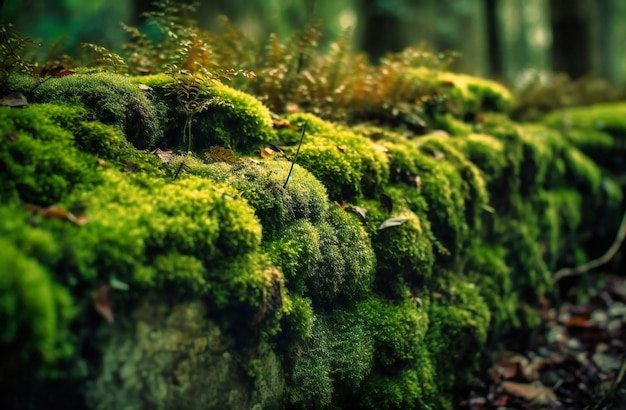 Musgo verde en una pared