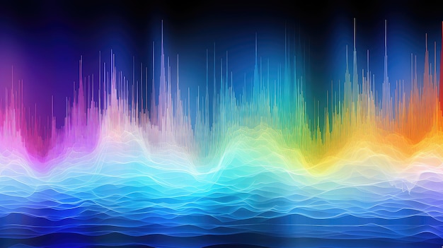 Foto música colorido espectro de ondas sonoras ilustración curva de línea de voz audio frecuencia pulso música colorido espectro de ondas sonoras