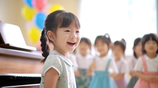 Música eurítmica niños pequeños en una clase de 2 años generada por la IA