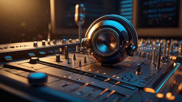 Música de fondo 3D, micrófono 3D, mezclador de audio y altavoces