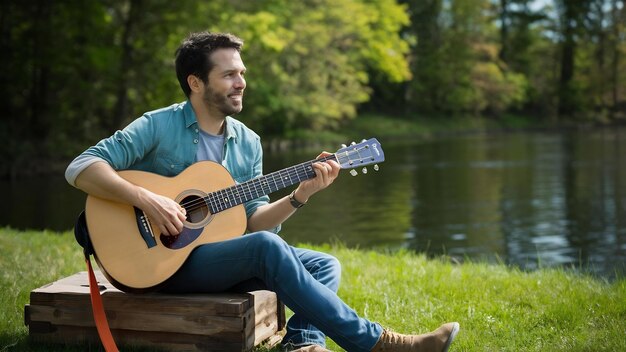 Música de guitarra al aire libre