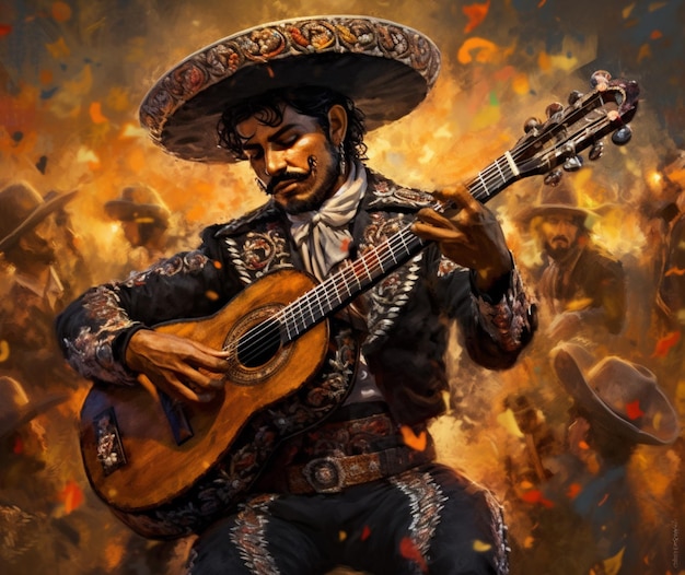 Música mariachi tocando ao fundo