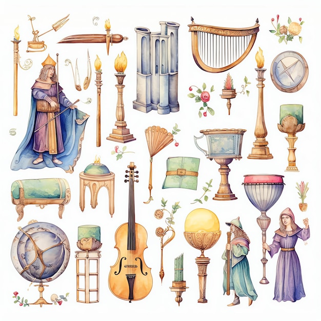 Música medieval Fantasia de aquarela medieval