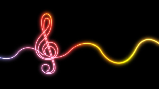 Música de neónConcepto musicalDibujo de línea continuaIlustración 3D