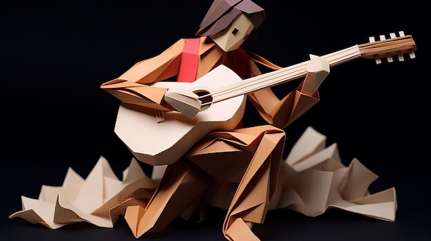 Músico de papel de origami