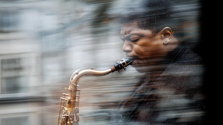 Foto el músico de jazz de genio melódico cautiva a la audiencia con melodías conmovedoras improvisación mezclando ritmo y emoción creando una experiencia inolvidable llena de energía vibrante expresión artística