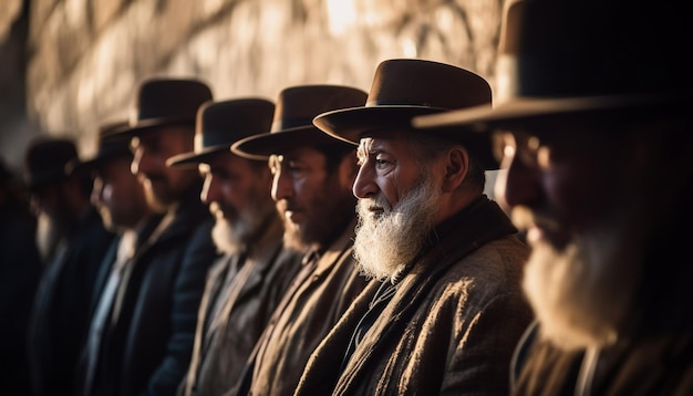 Foto un músico sonriente con ropa tradicional toca un instrumento musical al aire libre generado por ia