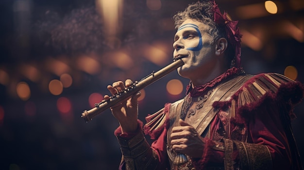 Músico toca uma melodia de flauta assustadora nos Jogos do Circo