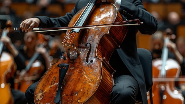 músico tocando violoncelo