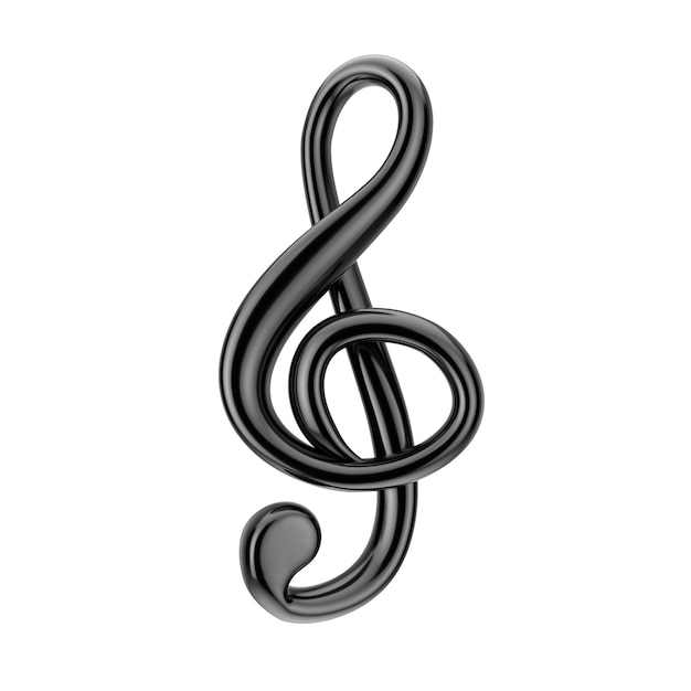 Musik-Konzept. Schwarzer Violinschlüssel-Zeichen auf weißem Hintergrund. 3D-Rendering