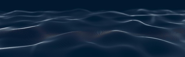 Musikalische Welle von Partikeln Solide strukturelle Verbindungen Abstrakter Hintergrund mit einer Welle von leuchtenden Partikeln Wave 3d