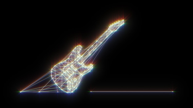 Musikalisches Konzept. Gitarre aus Linien und Punkten.