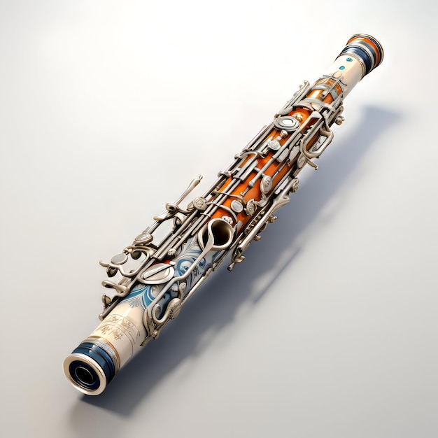 Musikinstrument Klarinette auf weißem Hintergrund 3D-Rendering