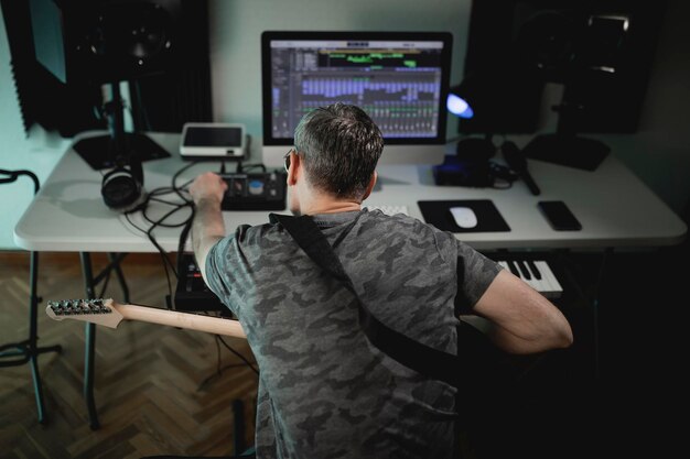 Musikproduzent passt den Sound in seinem Heimstudio an einen besseren Mix an