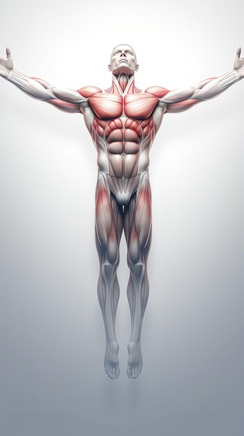 Foto muskelanatomie eines mannes, nahaufnahme des oberen vorderkörpers