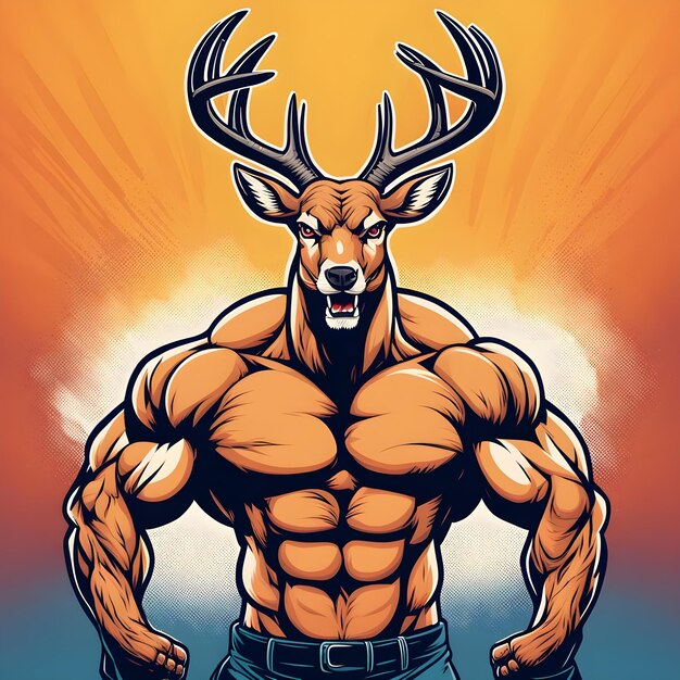 Muskulöse Hirsche Illustration geeignet für Fitness-Logos Bodybuilder Fitness-Athleten